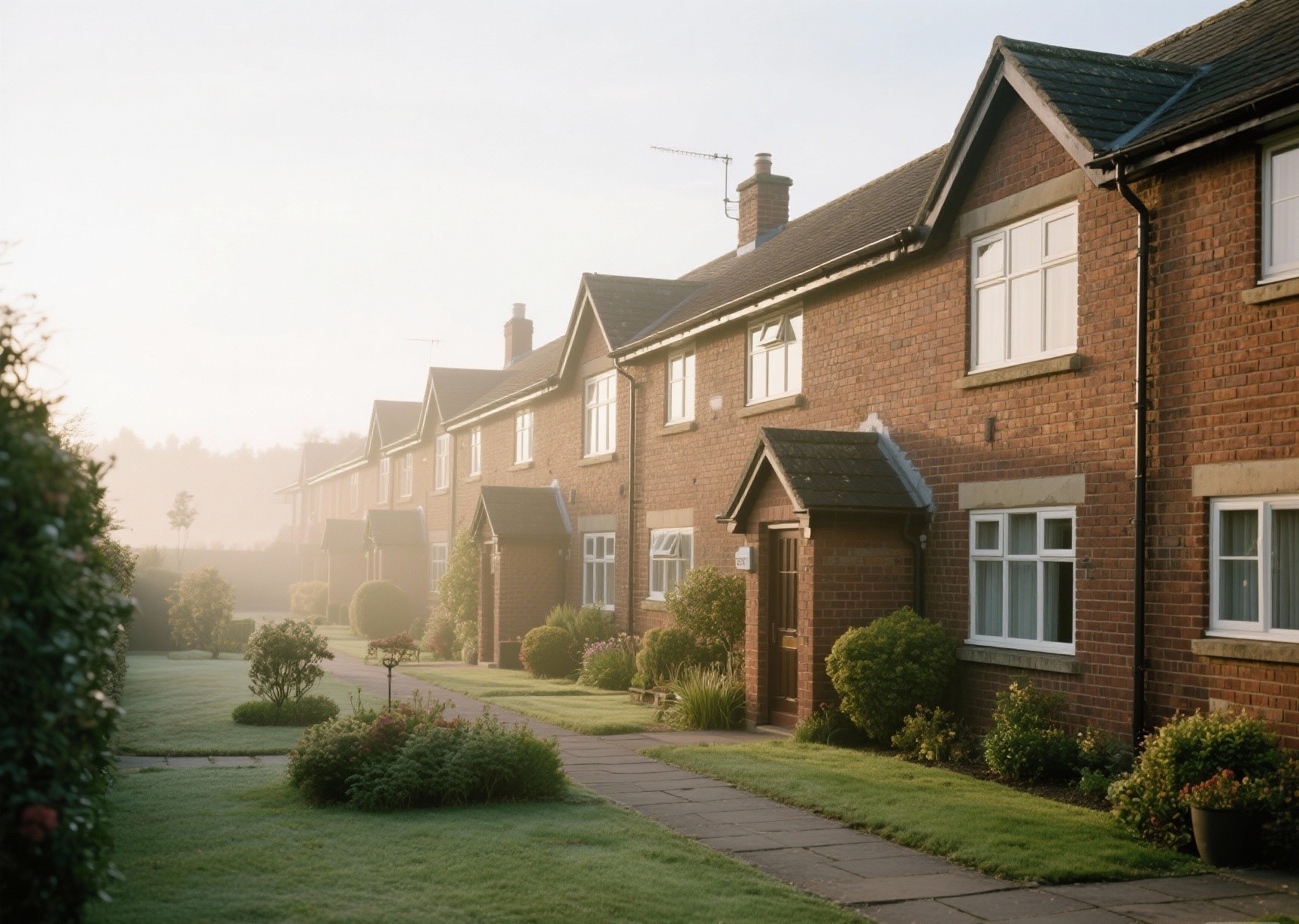 Historic view of almshouses in Great Glen